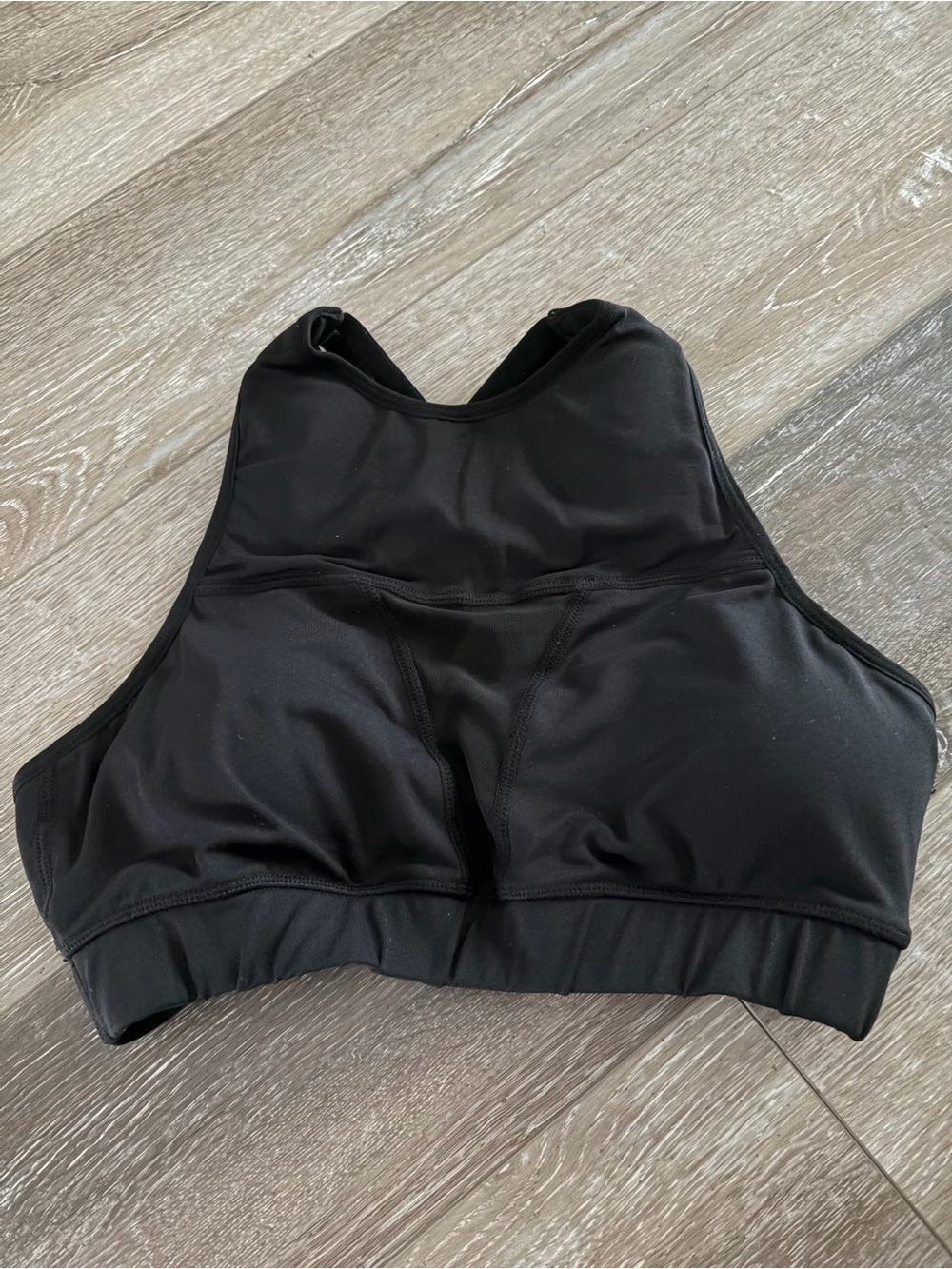 Chestee padded High-Neck Black Sports Bra - pads to protect clavicles